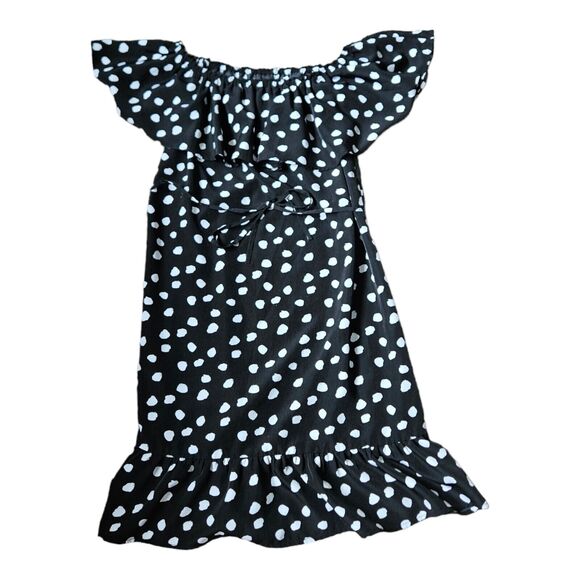 Merona Small Black, White Polka Dot Polyester Knee Length Dress - Picture 1 of 11